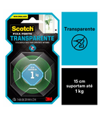 Fita Dupla Face Transparente 24x2 Fixa Forte Scotch 3M 0194