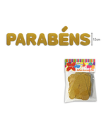 Letreiro em EVA 12cm Glitter Ouro PARABÉNS Make+ 804