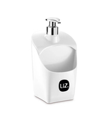 Dispenser Porta Detergente e Esponja Branco c/Pescante Metalizado 18,8x11,3 UZ367