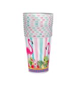 Copo Decorado 200ml Flamingo c/8und - Kit Festa