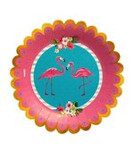 Prato Decorado 18,5cm Flamingo c/8und - Kit Festa