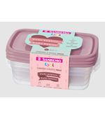 Pote Plástico Retangular c/Tampa Rosa 785ml c/3 un Sanremo 165