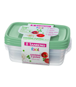 Pote Plástico Retangular c/Tampa Verde 785ml c/3 un Sanremo 165