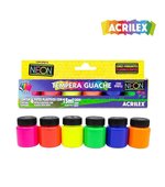 Tinta Tempera Guache c/6 Cores Neon 15ml GE-2001