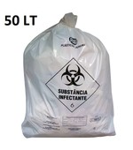 Saco p/ lixo 50lt Branco Infectante Resistente c/ 100
