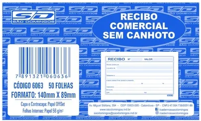 Recibo sem canhoto sao domingos